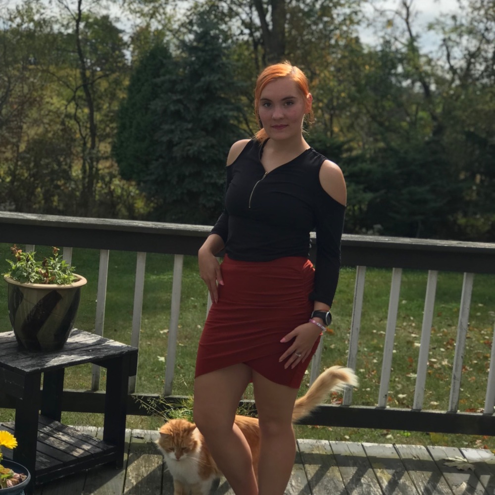 Burnt orange skirt